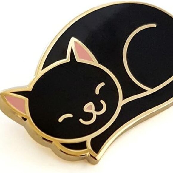 Cute Sleeping Cat Enamel Lapel Pin - Picture 2 of 3